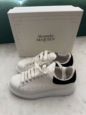 Alexander McQueen White Sneakers with Black Heel Accent